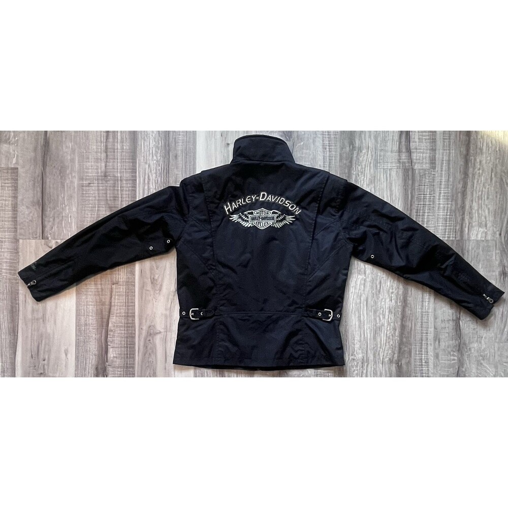 Harley Davidson Jacket Women Medium Black Zip Up Motorcycle Biker Vintage Y2K